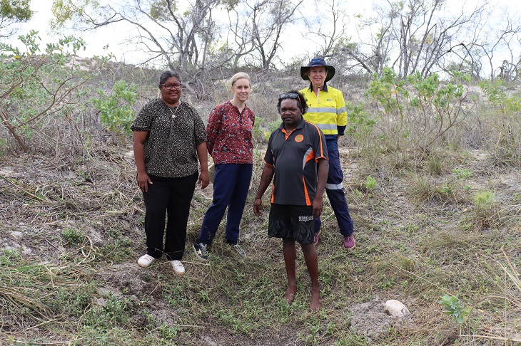 Kimberley MLA Davina D’Anna, Water Minister Simone McGurk, Djarindjin cultural advisor Vincent Chaquebor Mackenzie, and Karen Willis 