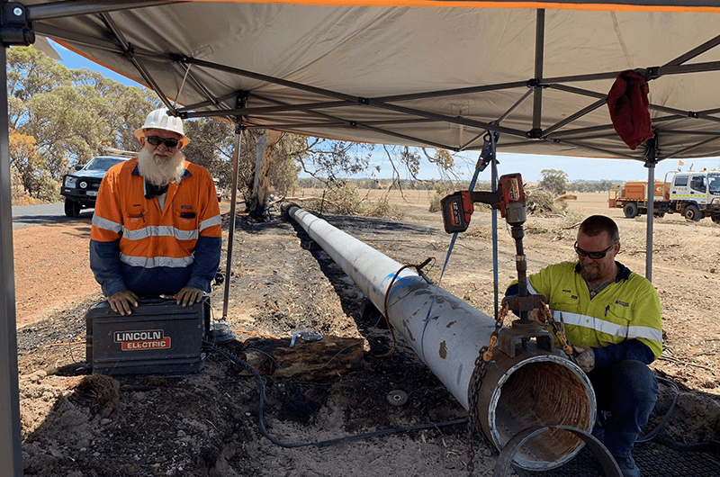 Water Corporation crews fixing damaged water pipe