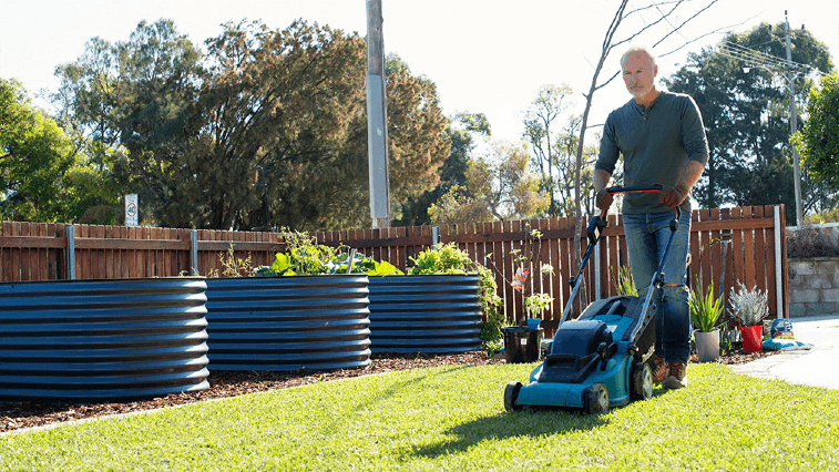 Man mowing lawn